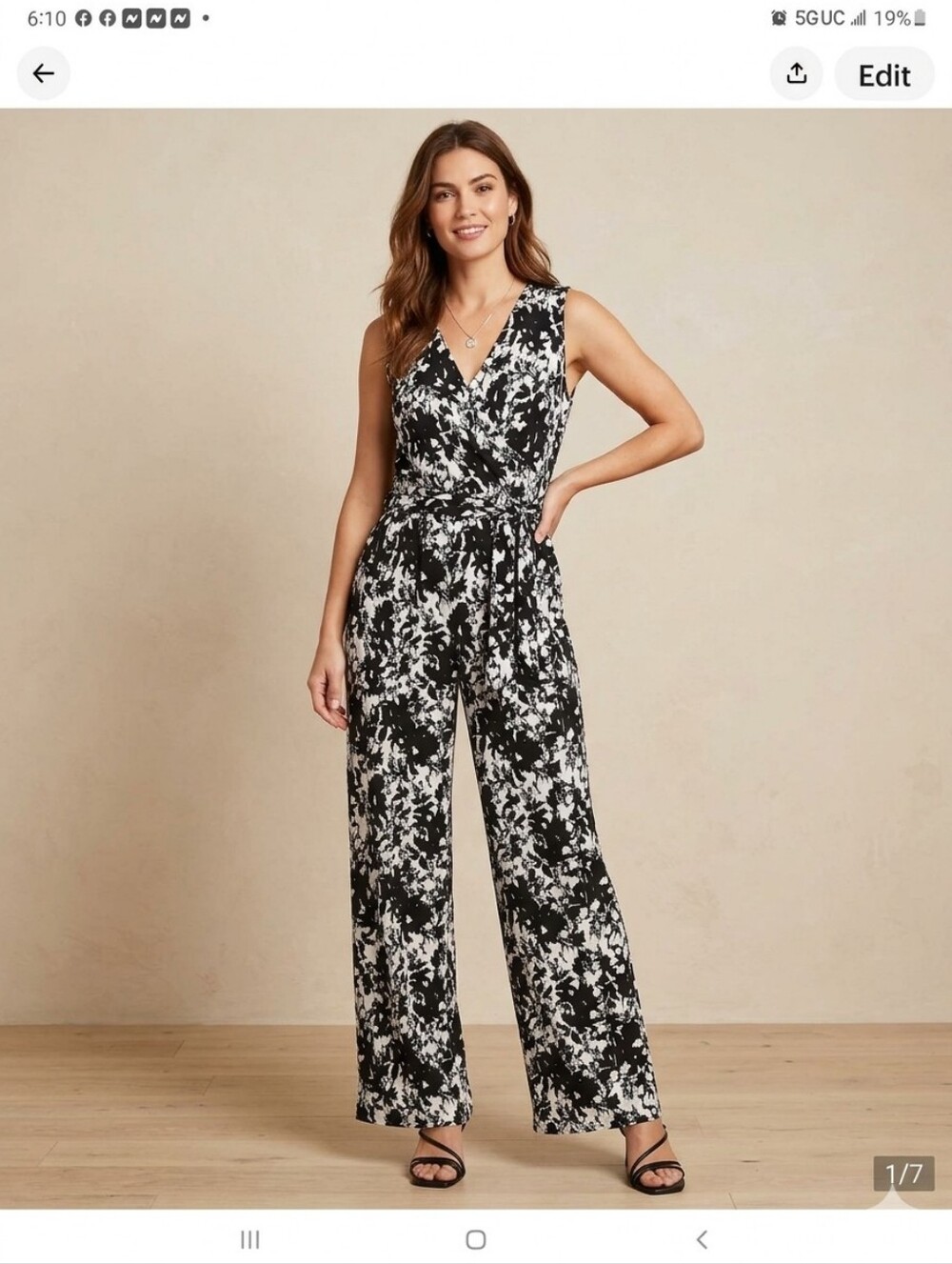 INC International Concepts Black & White Floral Surplice Maxi Dress